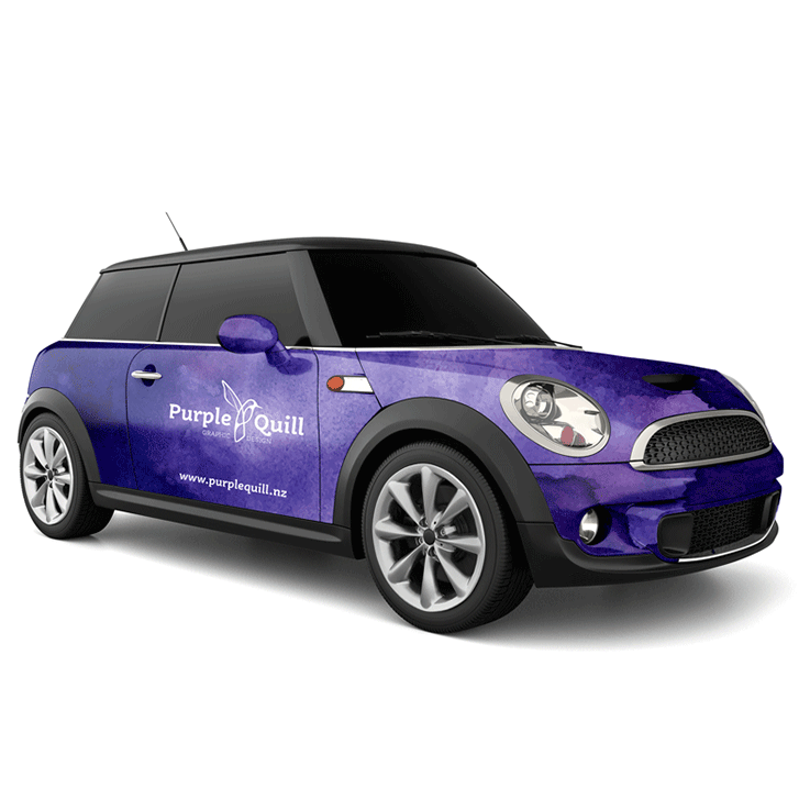 Purple Quill Vehicle branding Wellington